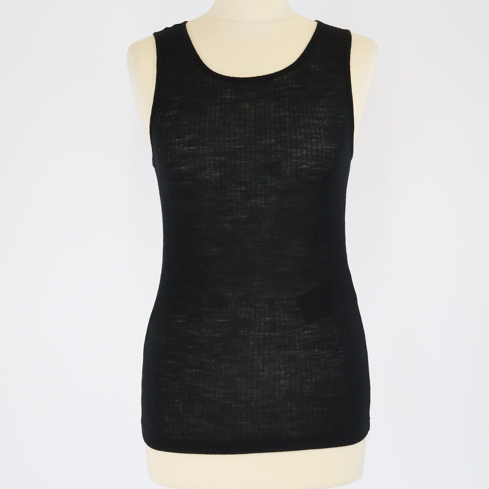 Saint Laurent Black Cassandre Tank Top Womens Saint Laurent 