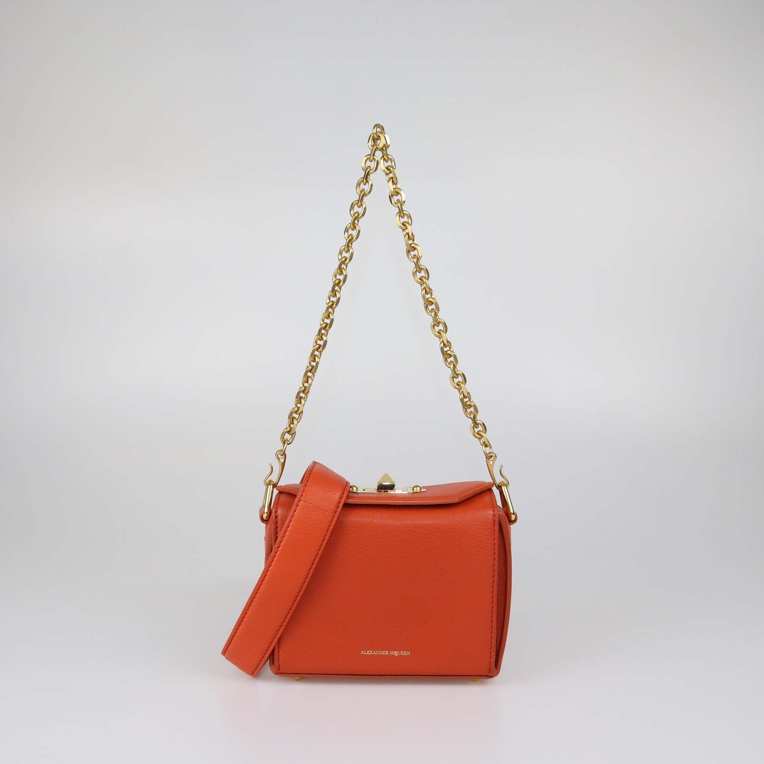 Alexander Mcqueen Orange Leather Box Shoulder Bag