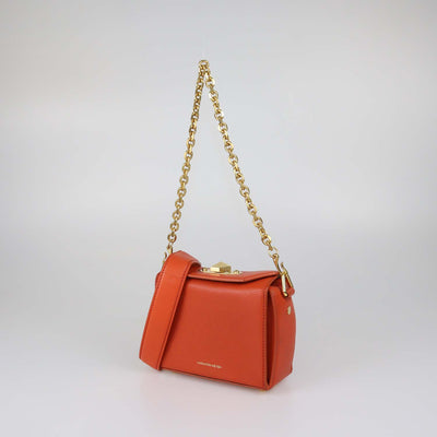 Alexander Mcqueen Orange Leather Box Shoulder Bag