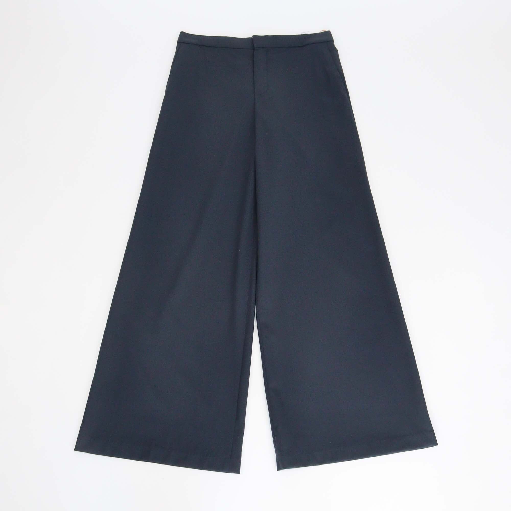 Chloe Navy Blue Silk Blend Wide Leg Pants Womens Chloe 