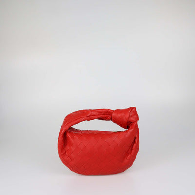 Bottega Veneta Red Intrecciato Leather Mini Jodie Hobo
