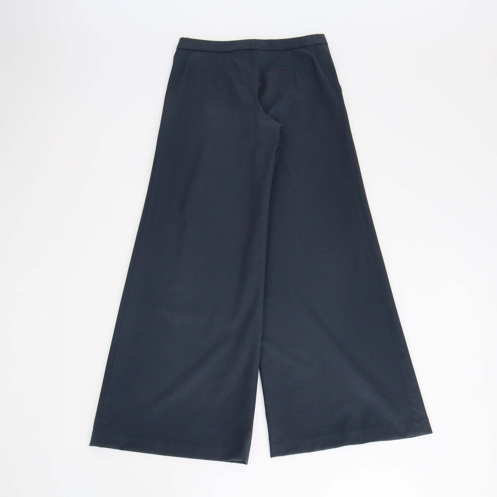 Chloe Navy Blue Silk Blend Wide Leg Pants Womens Chloe 