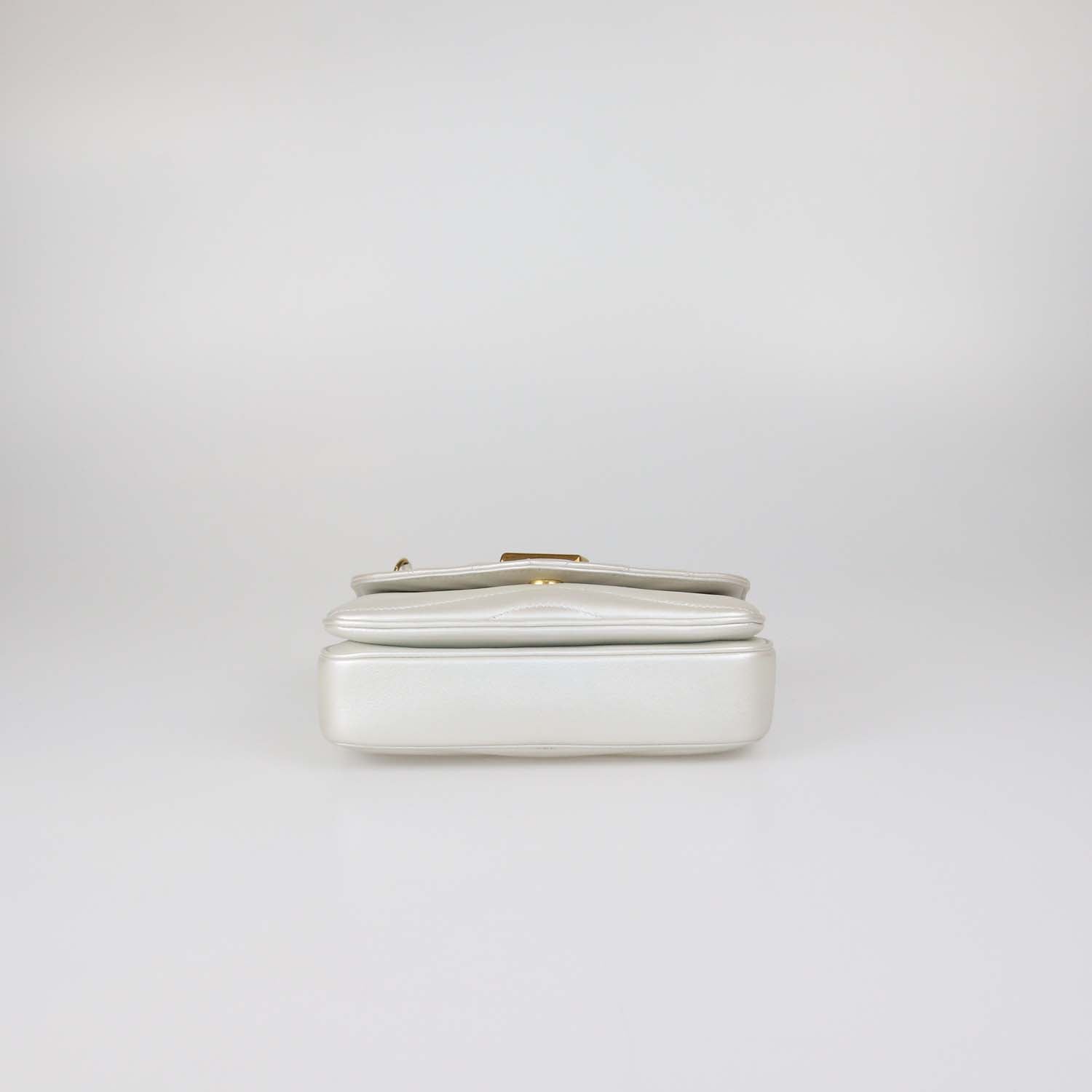 Louis Vuitton Pearl White Leather New Wave PM Chain Bag