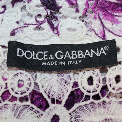 Dolce & Gabbana Purple/White Cotton Majolica Print Crochet Lace Shirt