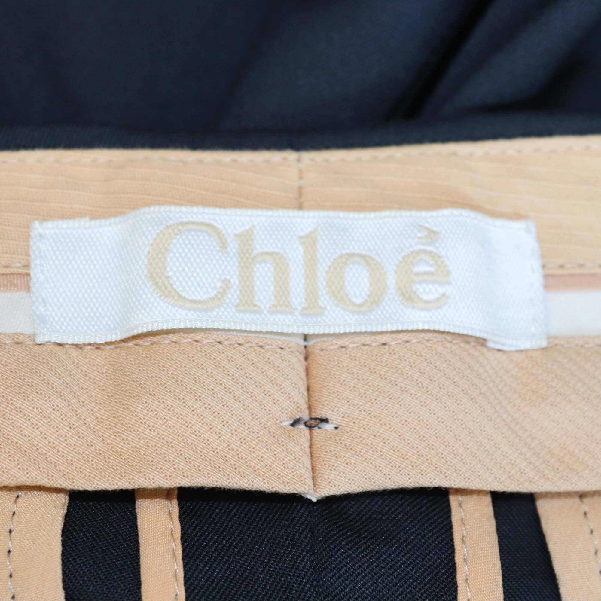 Chloe Navy Blue Silk Blend Wide Leg Pants Womens Chloe 