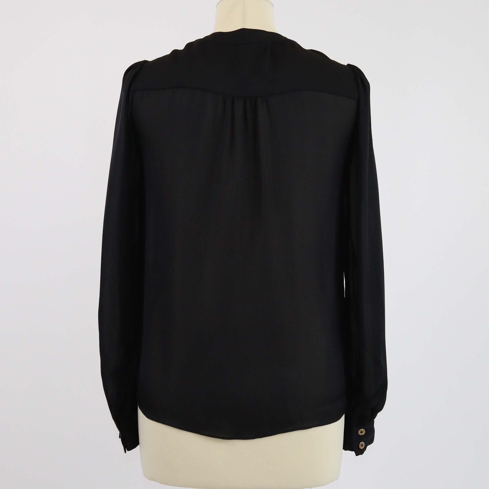 Diane Von Furstenberg Black Button Detailed Mesh Trimmed Shirt Womens Diane Von Furstenberg 