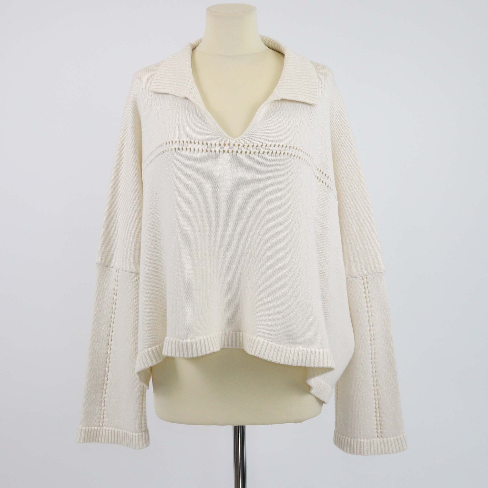 Loewe Off White Long Sleeve Collar Detailed Sweater Womens Loewe 