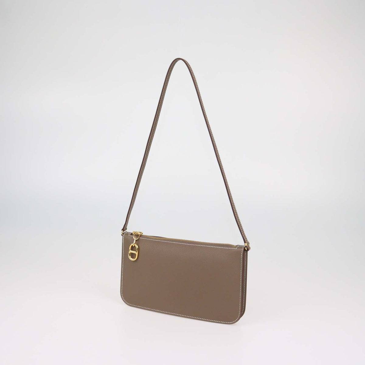Hermes Etoupe Evercolor Leather Zipengo Chaine d'Ancre To Go Pouch