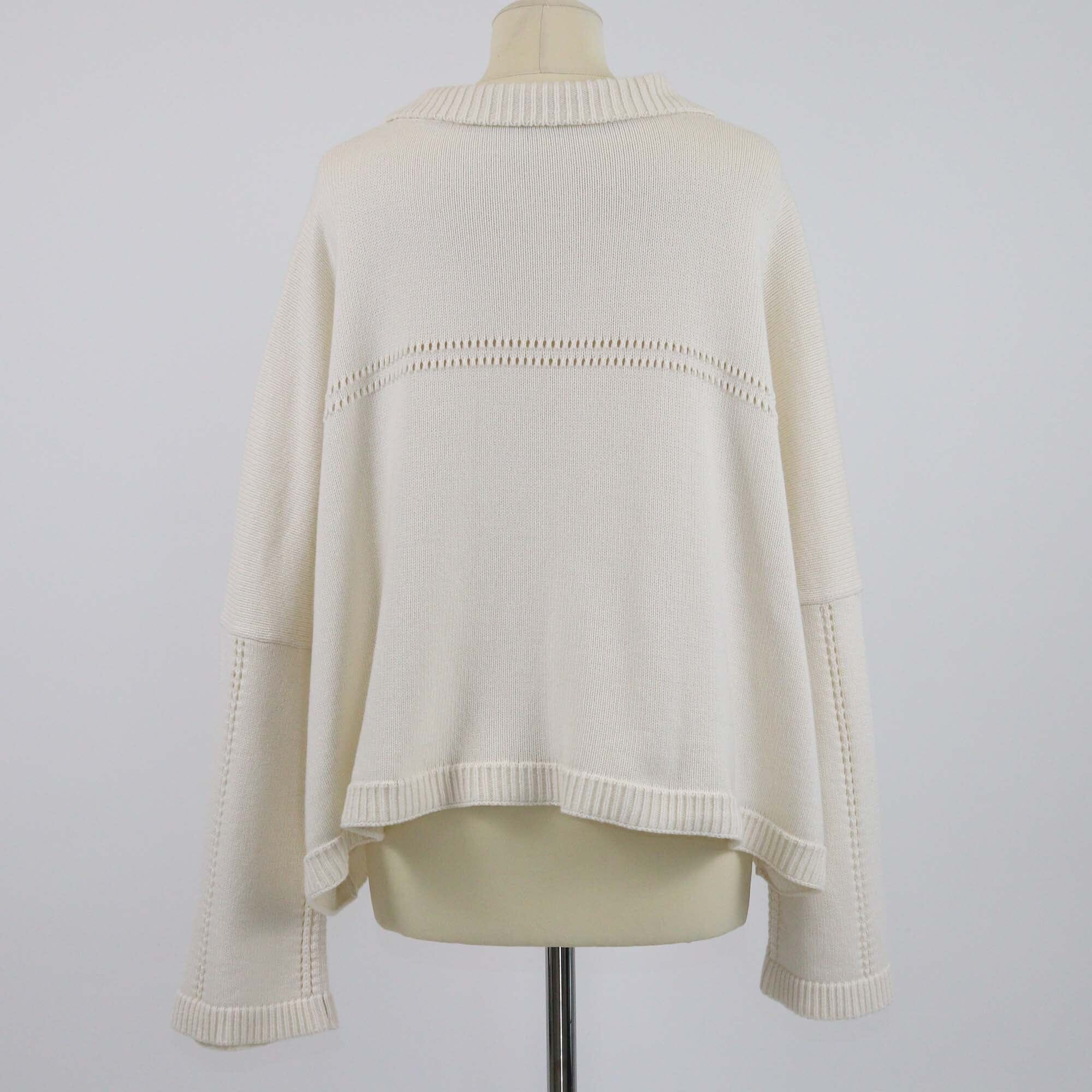 Loewe Off White Long Sleeve Collar Detailed Sweater Womens Loewe 