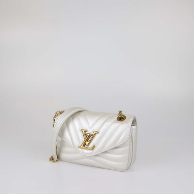 Louis Vuitton Pearl White Leather New Wave PM Chain Bag