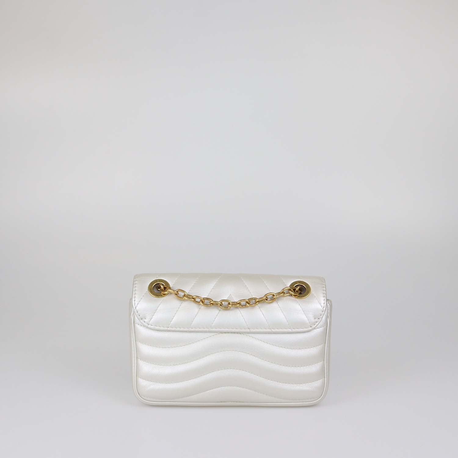 Louis Vuitton Pearl White Leather New Wave PM Chain Bag