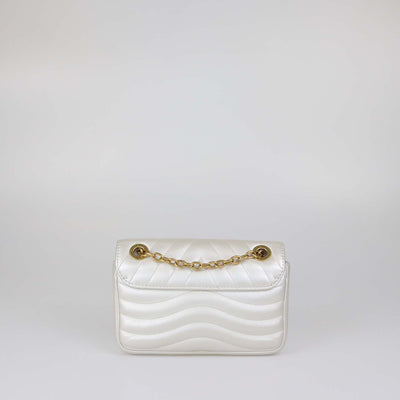 Louis Vuitton Pearl White Leather New Wave PM Chain Bag