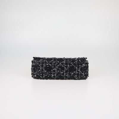 Christian Dior Black,White Macrocannage Tweed Medium Caro Shoulder Bag