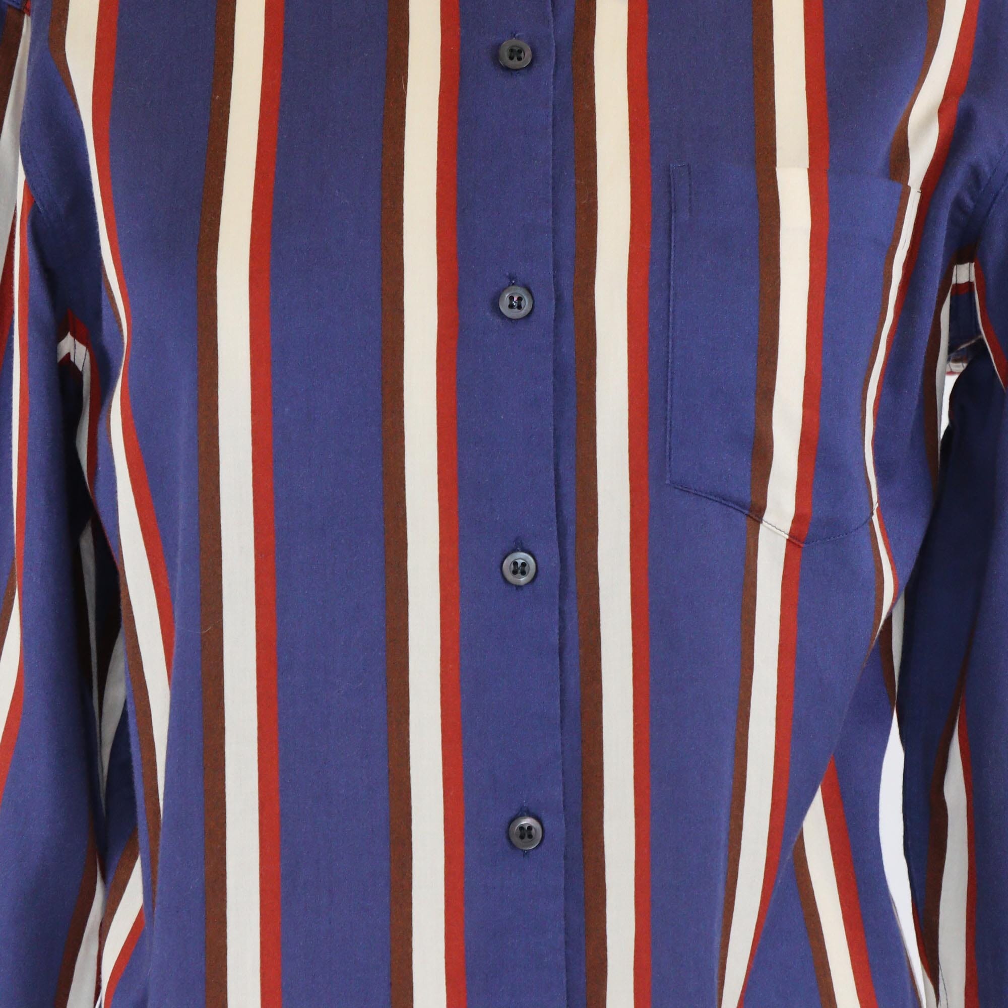 Dries van Noten Blue Vertical Stripe Long Sleeve Shirt Womens Dries van Noten 