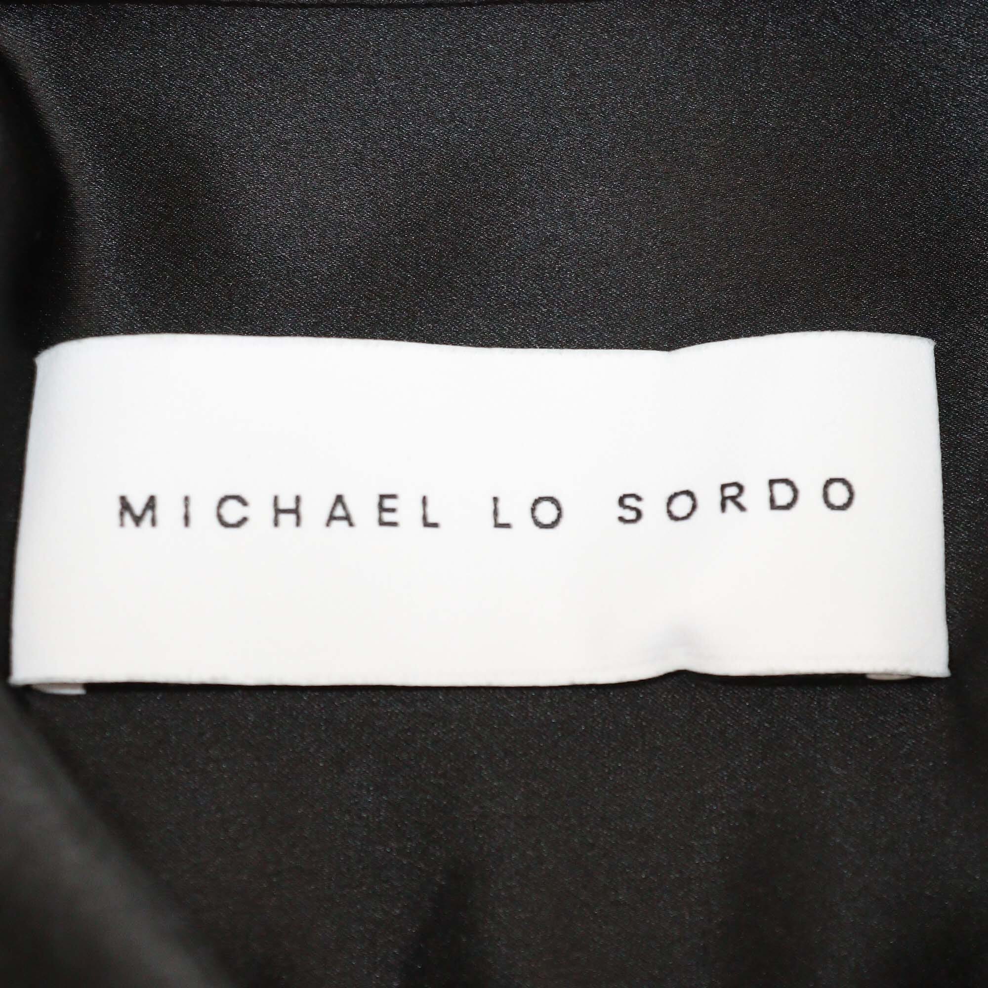 Michael Lo Sordo Black Shiny Silk Long Sleeve Shirt & Trouser Set Womens Michael Lo Sordo 