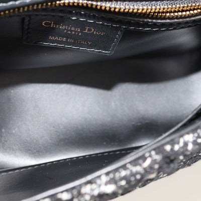 Christian Dior Black,White Macrocannage Tweed Medium Caro Shoulder Bag