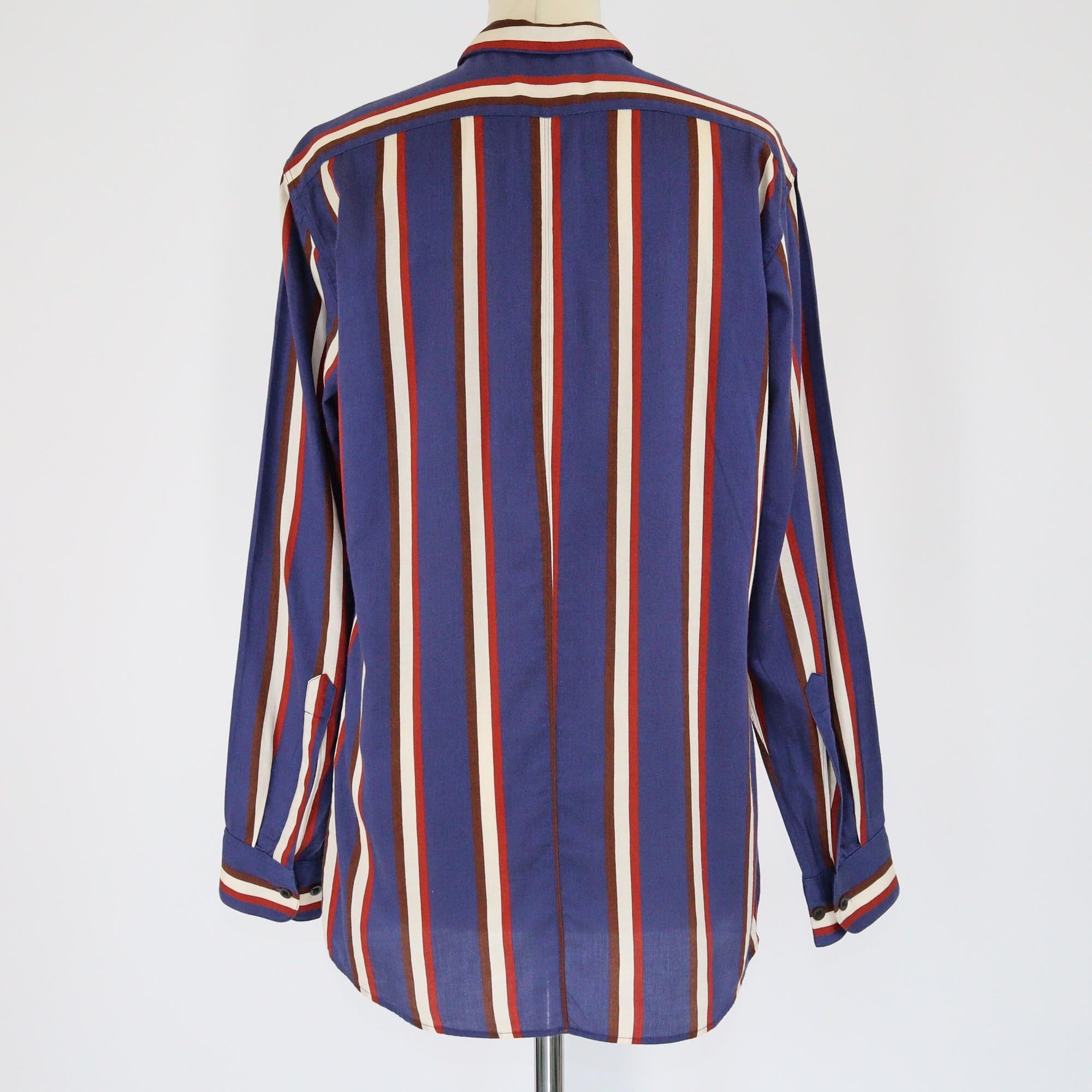 Dries van Noten Blue Vertical Stripe Long Sleeve Shirt Womens Dries van Noten 