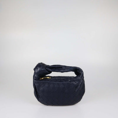 Bottega Veneta Navy Blue Intrecciato Leather Mini Jodie Hobo