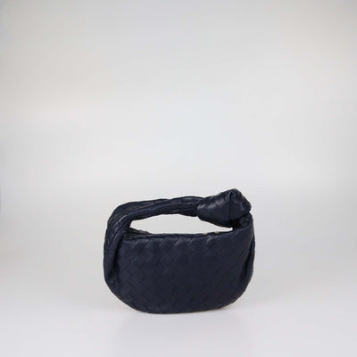 Bottega Veneta Navy Blue Intrecciato Leather Mini Jodie Hobo