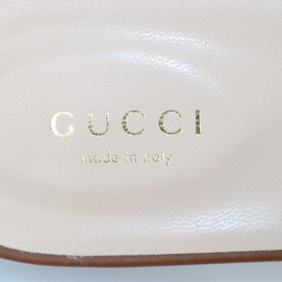 Gucci Brown Leather Interlocking G Cut Out Flat Slides