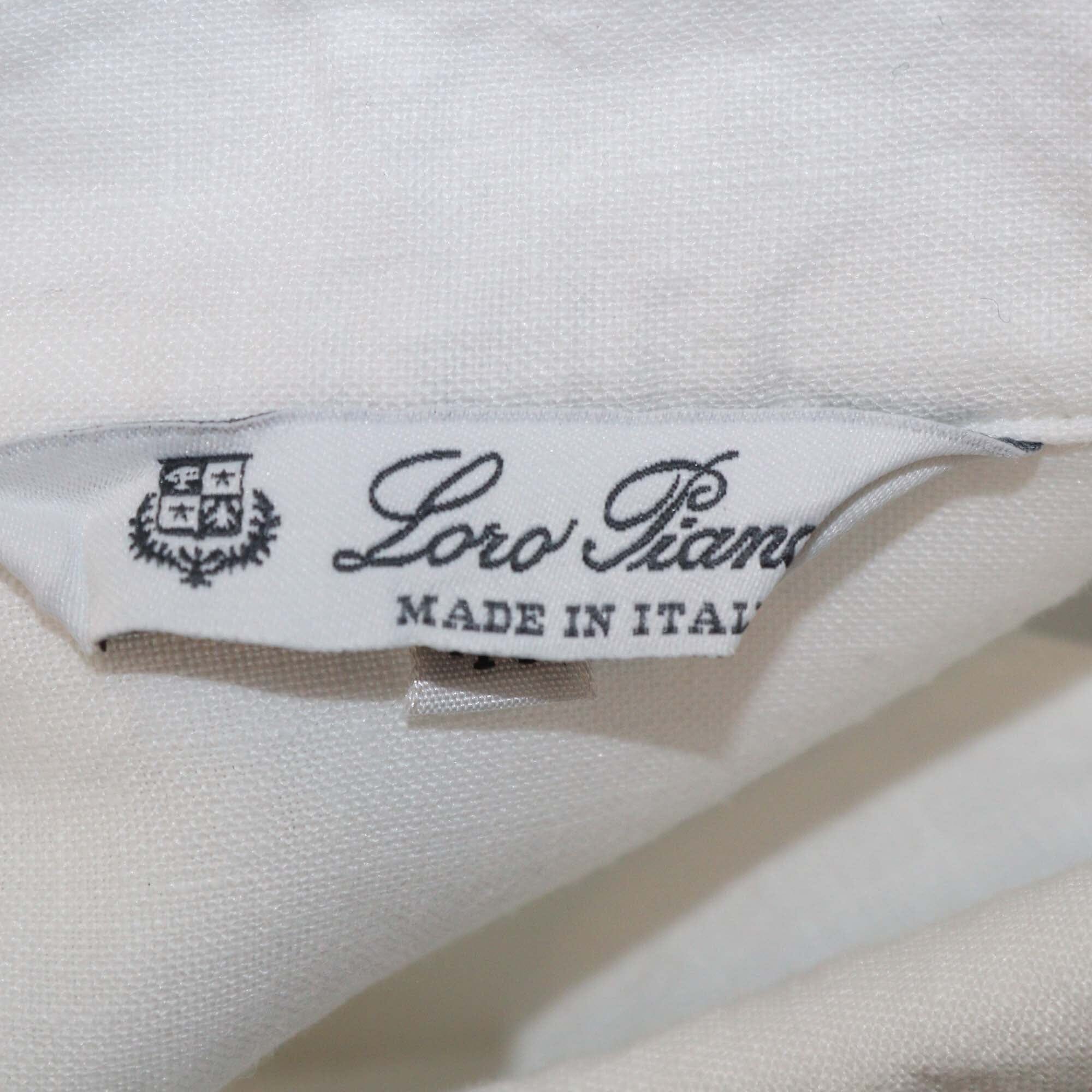 Loro Piana White Linen Pajama Long Sleeve Shirt & Pants Set Womens Loro Piana 