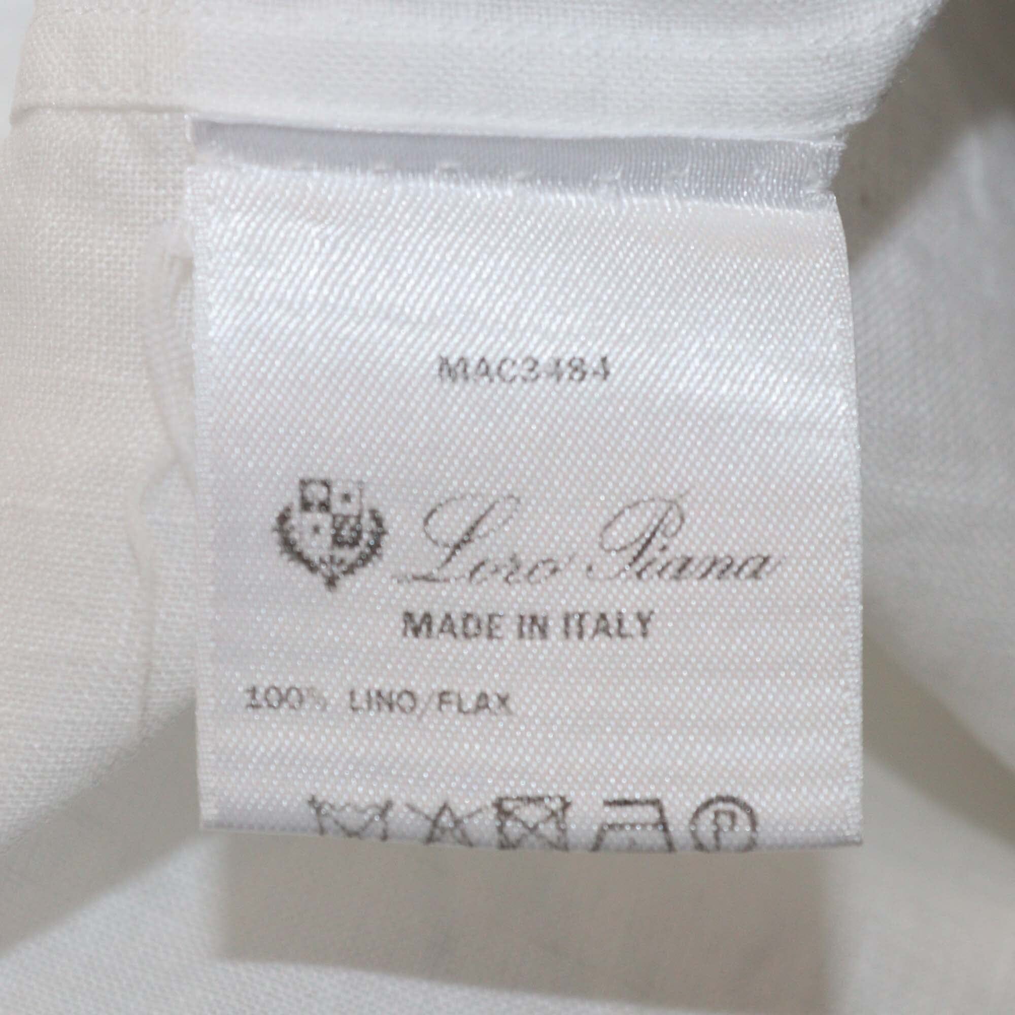 Loro Piana White Linen Pajama Long Sleeve Shirt & Pants Set Womens Loro Piana 