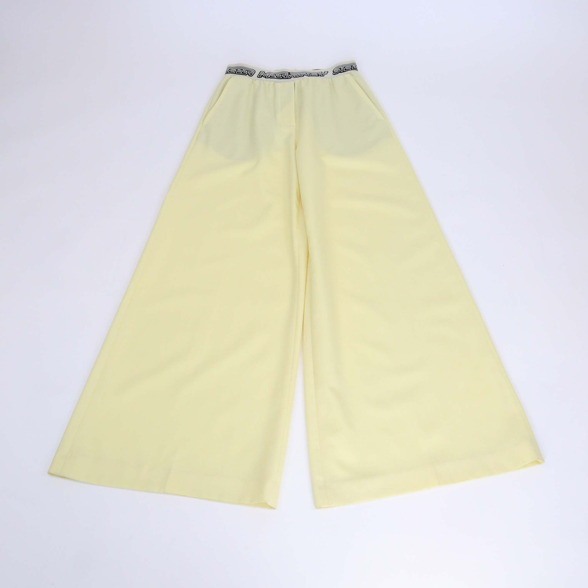 Stella McCartney Yellow Wool Logo Waistband Trousers Womens Stella McCartney 
