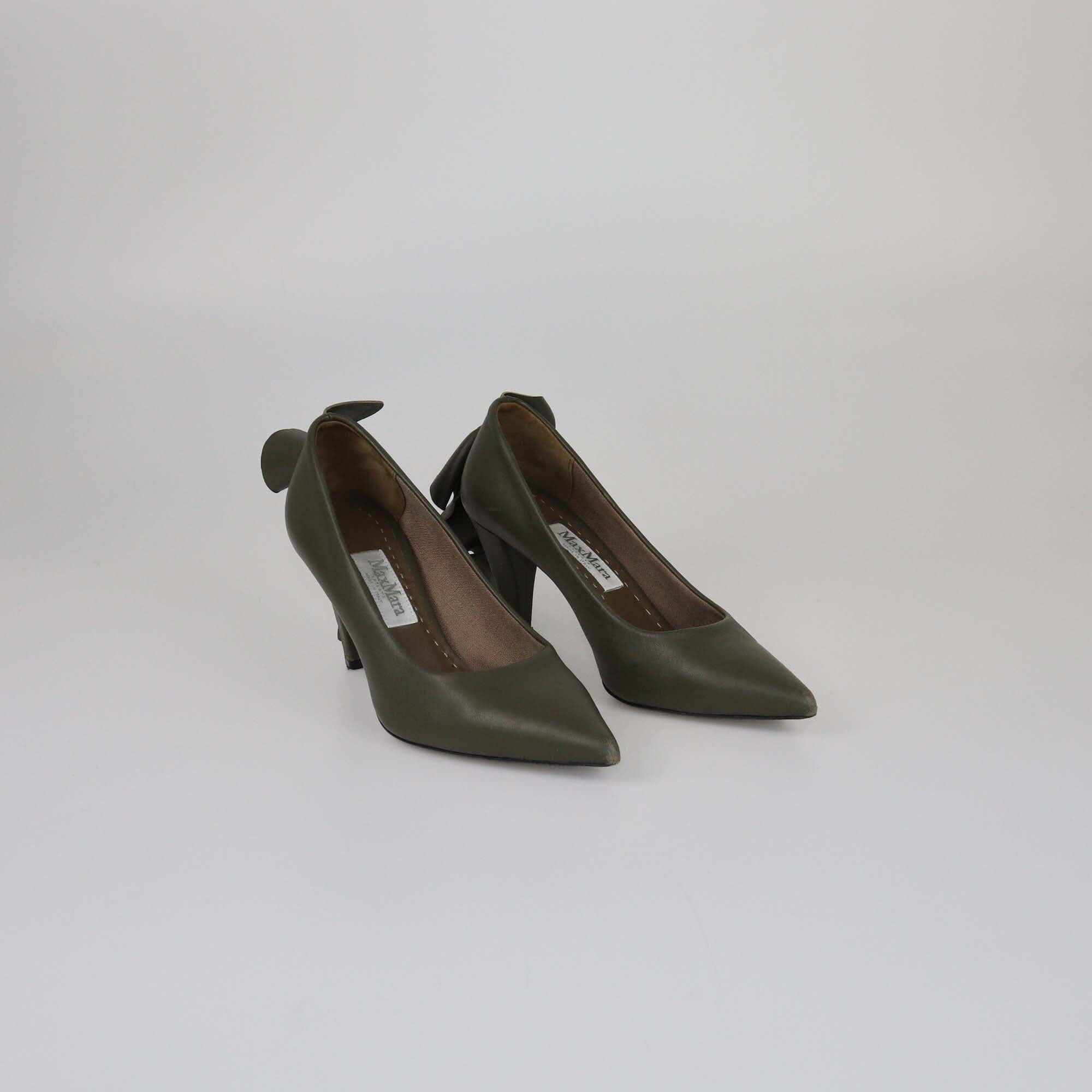 Max Mara Fatigue Green Ruffle Frill Pumps Womens Max Mara 