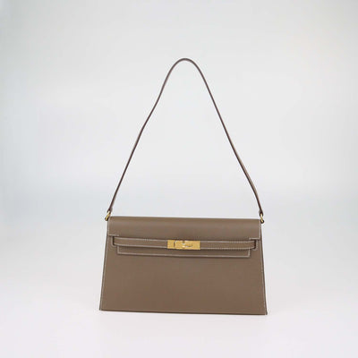 Hermes Etoupe Madame Leather Gold Hardware Kelly Elan Sellier Bag