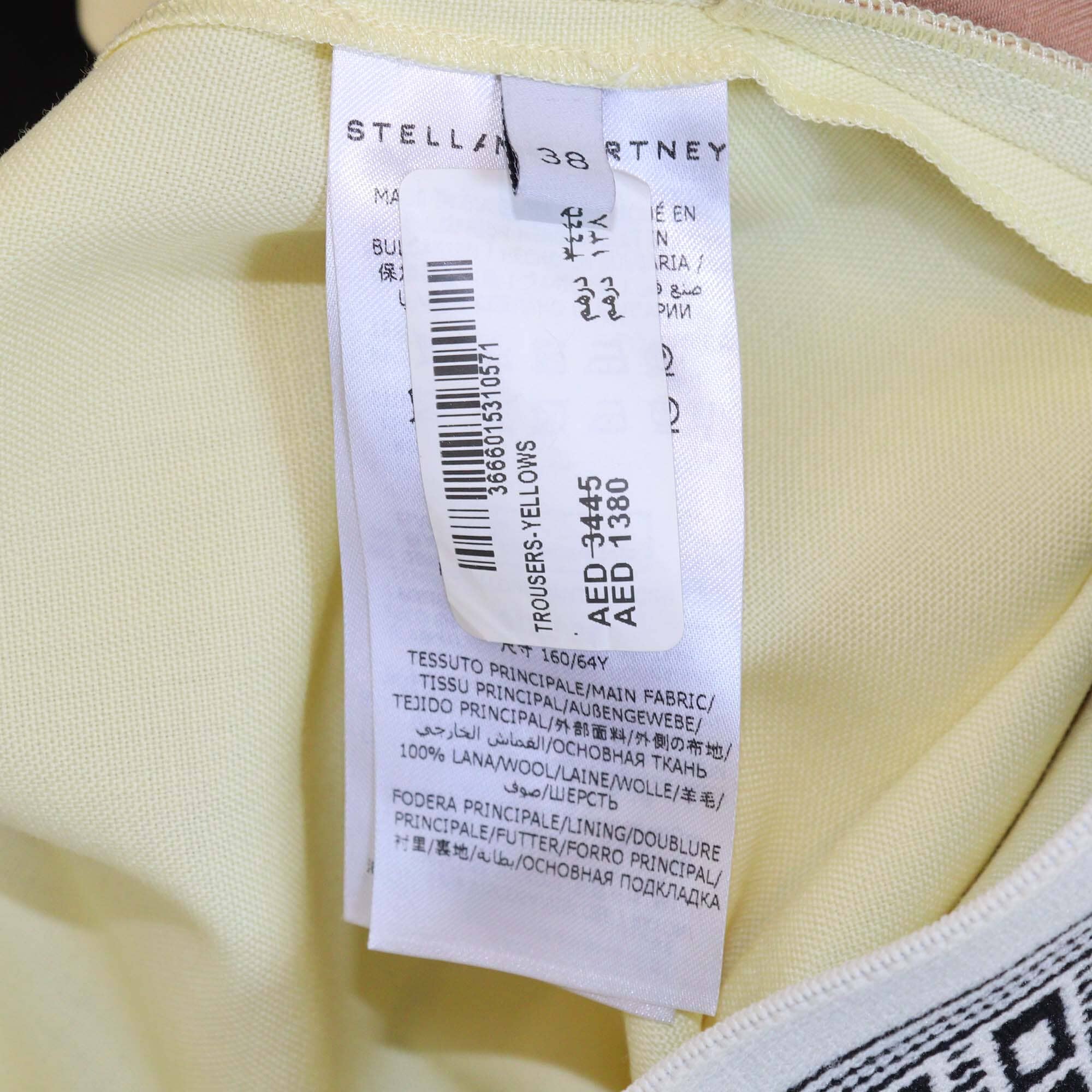 Stella McCartney Yellow Wool Logo Waistband Trousers Womens Stella McCartney 