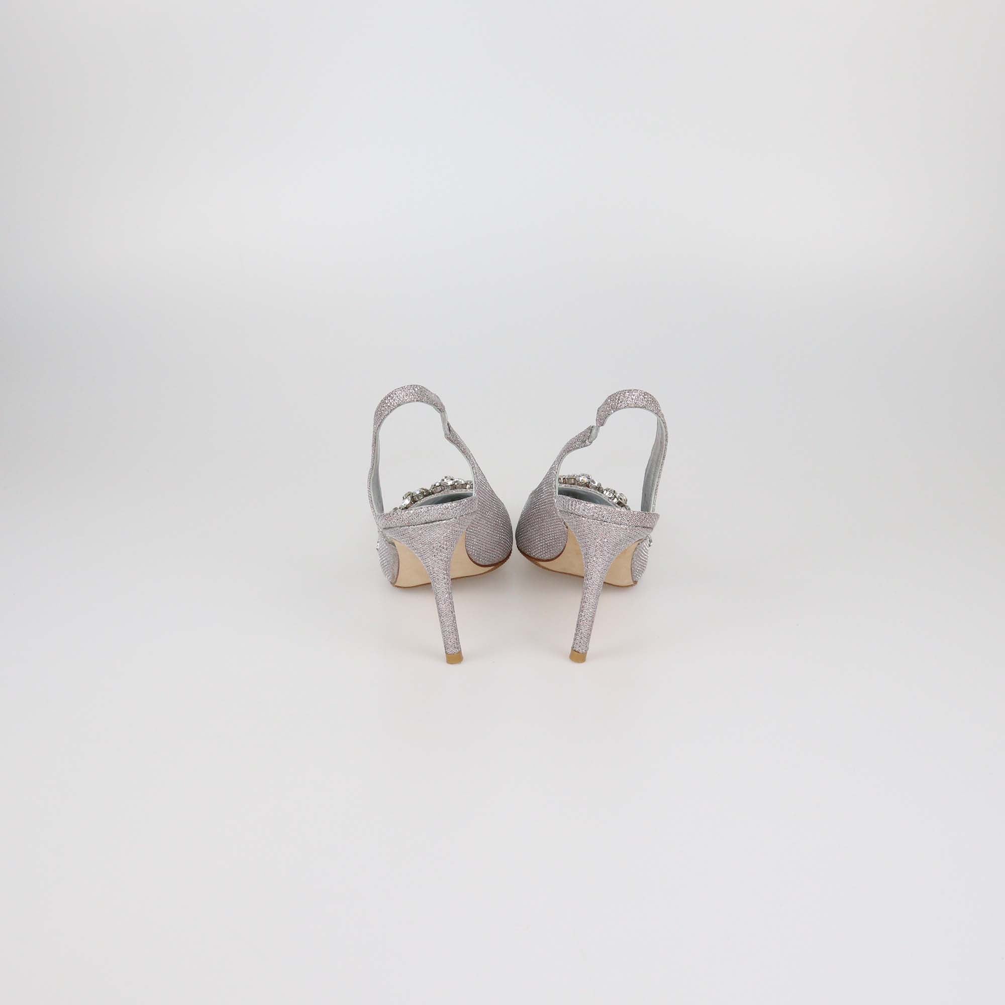 Stuart Weitzman Metallic Pink Crystal Slingback Pumps