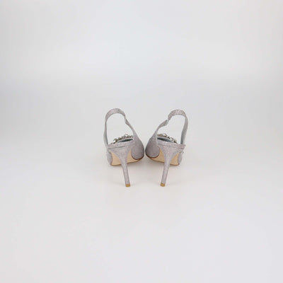 Stuart Weitzman Metallic Pink Crystal Slingback Pumps