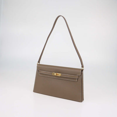 Hermes Etoupe Madame Leather Gold Hardware Kelly Elan Sellier Bag