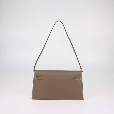 Hermes Etoupe Madame Leather Gold Hardware Kelly Elan Sellier Bag