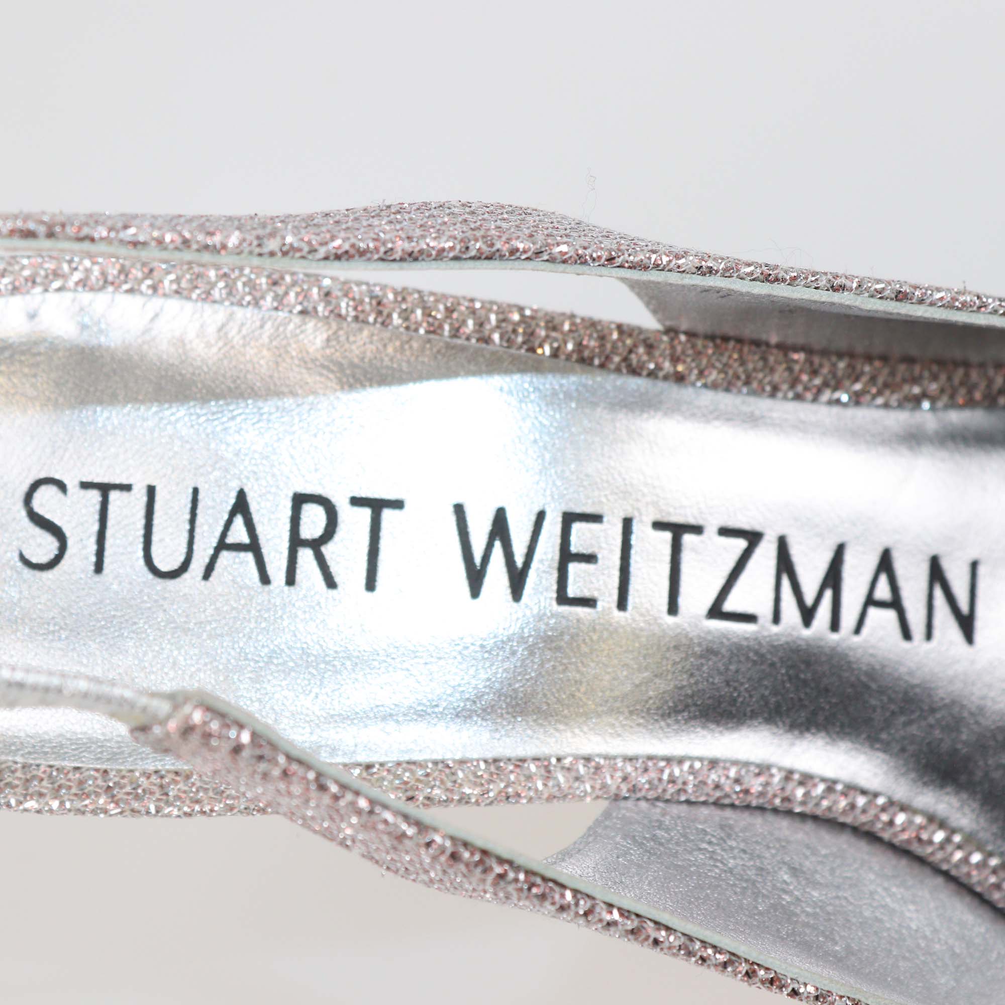 Stuart Weitzman Metallic Pink Crystal Slingback Pumps