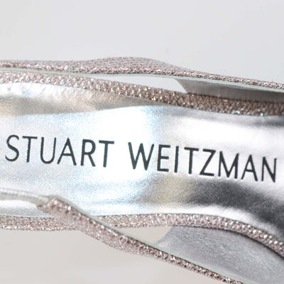 Stuart Weitzman Metallic Pink Crystal Slingback Pumps
