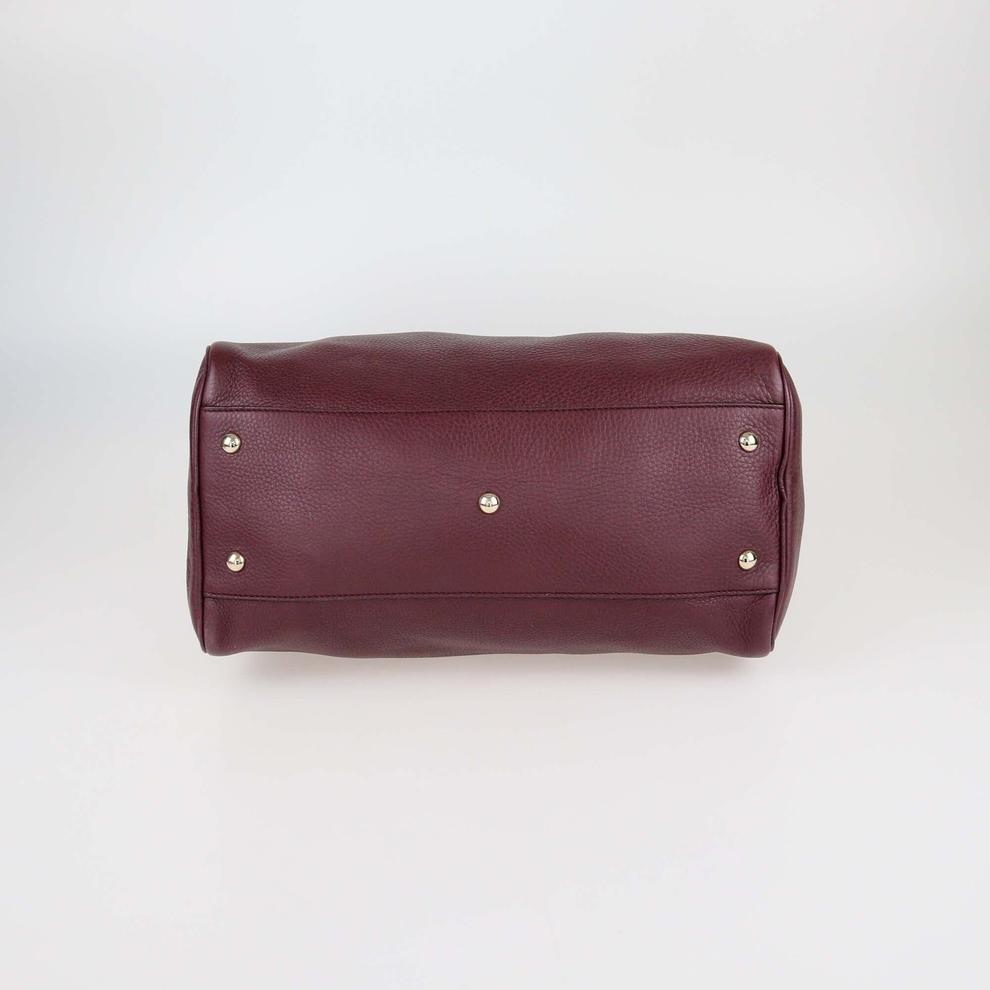Gucci Burgundy Leather Medium Bamboo Shopper Boston Bag Womens Gucci 