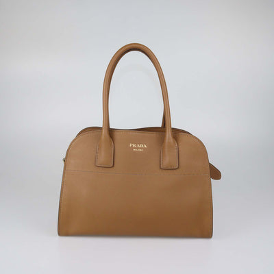 Prada Brown Leather Open Satchel