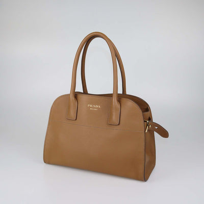 Prada Brown Leather Open Satchel