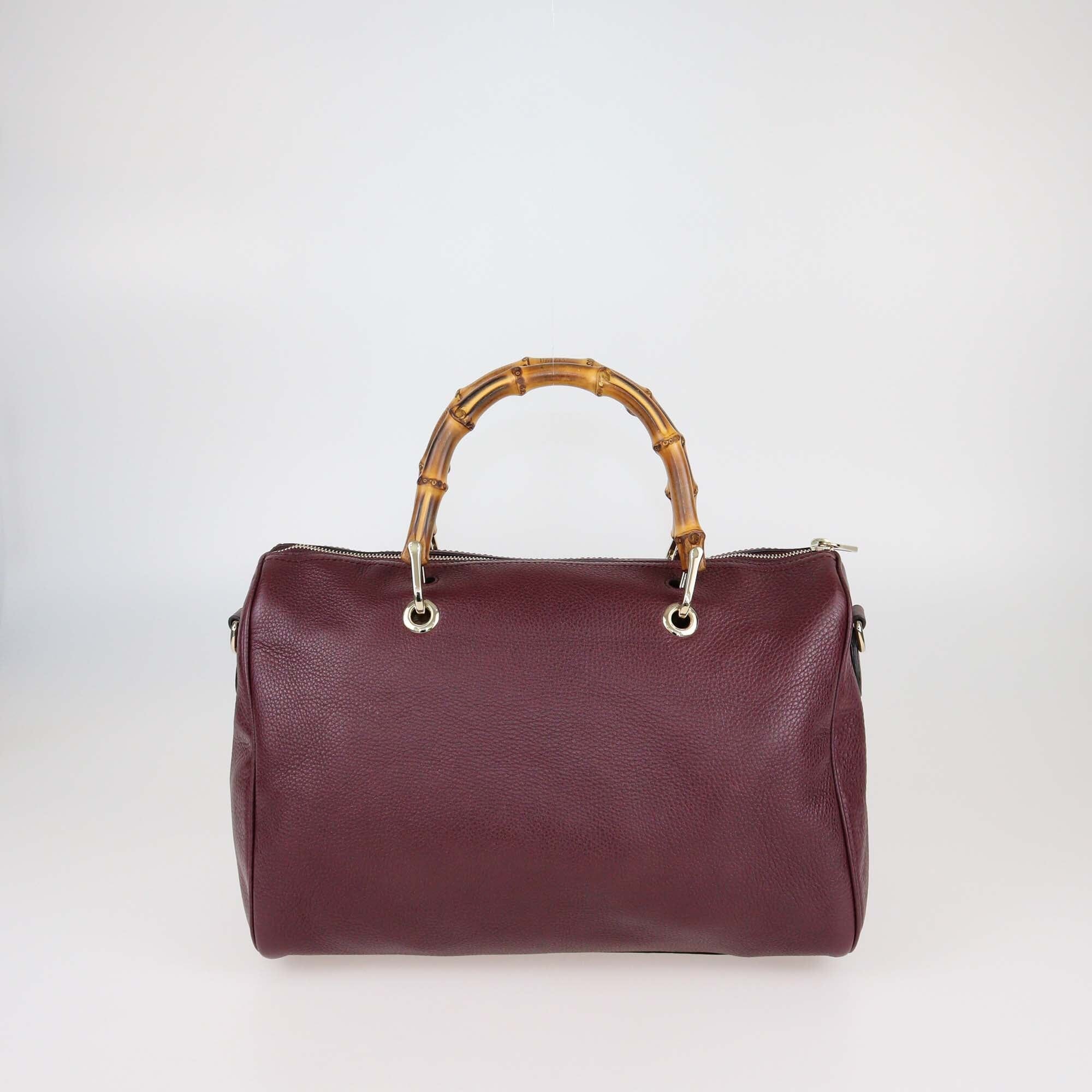 Gucci Burgundy Leather Medium Bamboo Shopper Boston Bag Womens Gucci 