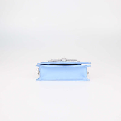 Mach & Mach Light Blue Satin Small Double Bow Samantha Bag