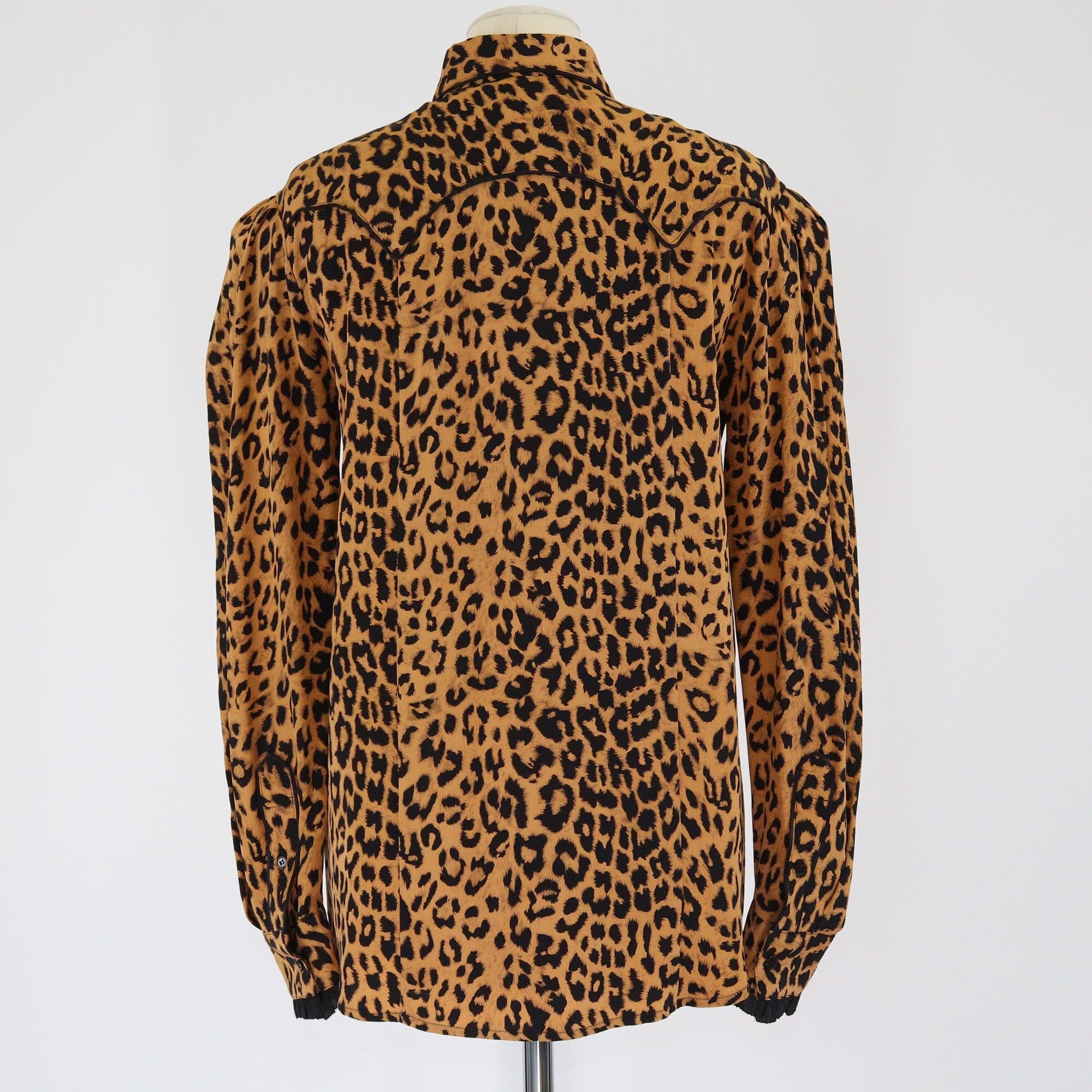 Pushbutton Brown Leopard Print Long Sleeve Blouse Womens Pushbutton 