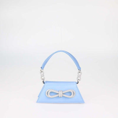 Mach & Mach Light Blue Satin Small Double Bow Samantha Bag