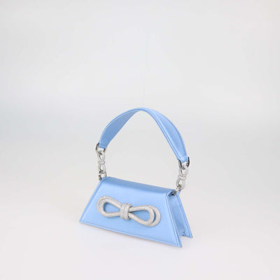 Mach & Mach Light Blue Satin Small Double Bow Samantha Bag