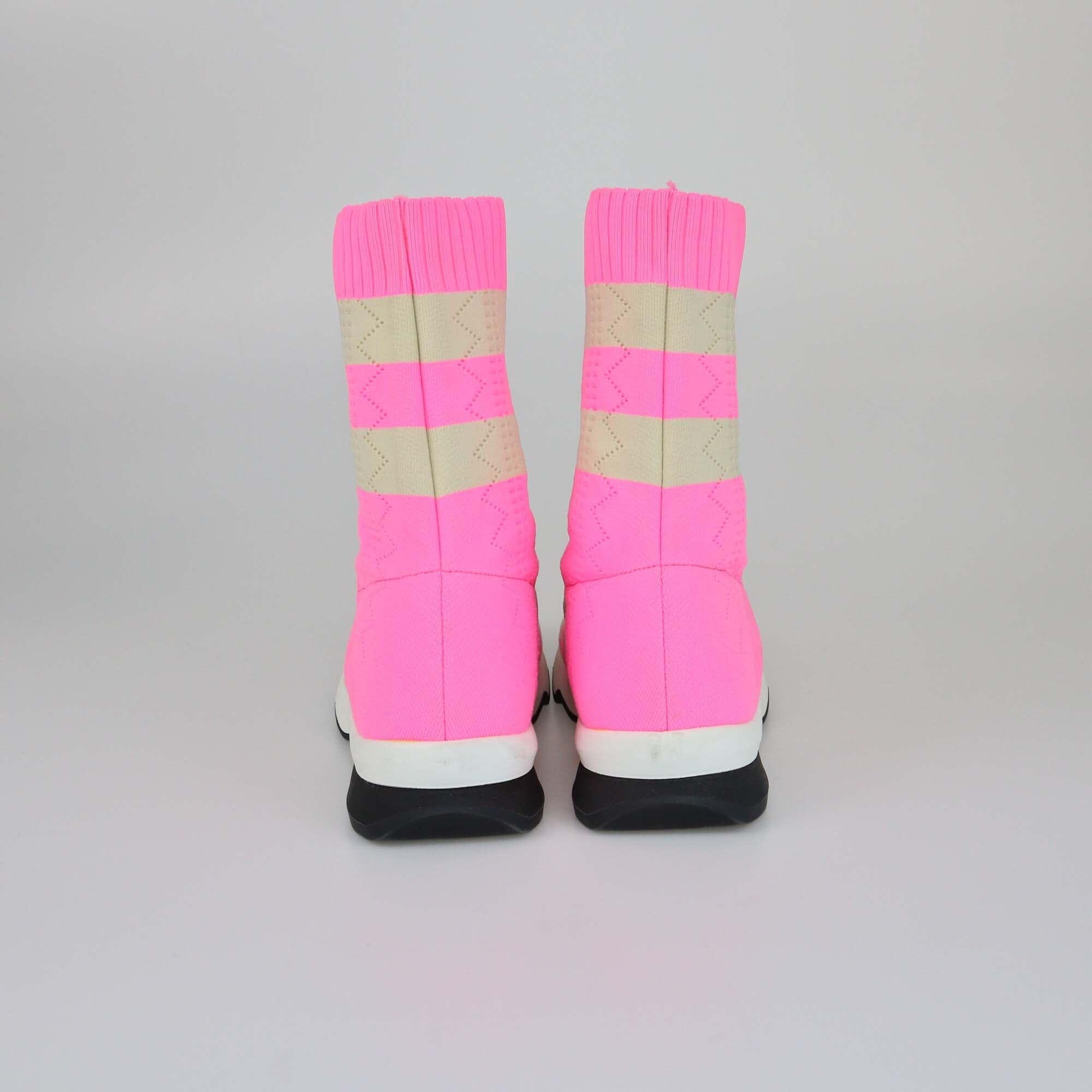 Fendi Pink/Beige Stripes Knitted Boots Womens Fendi 