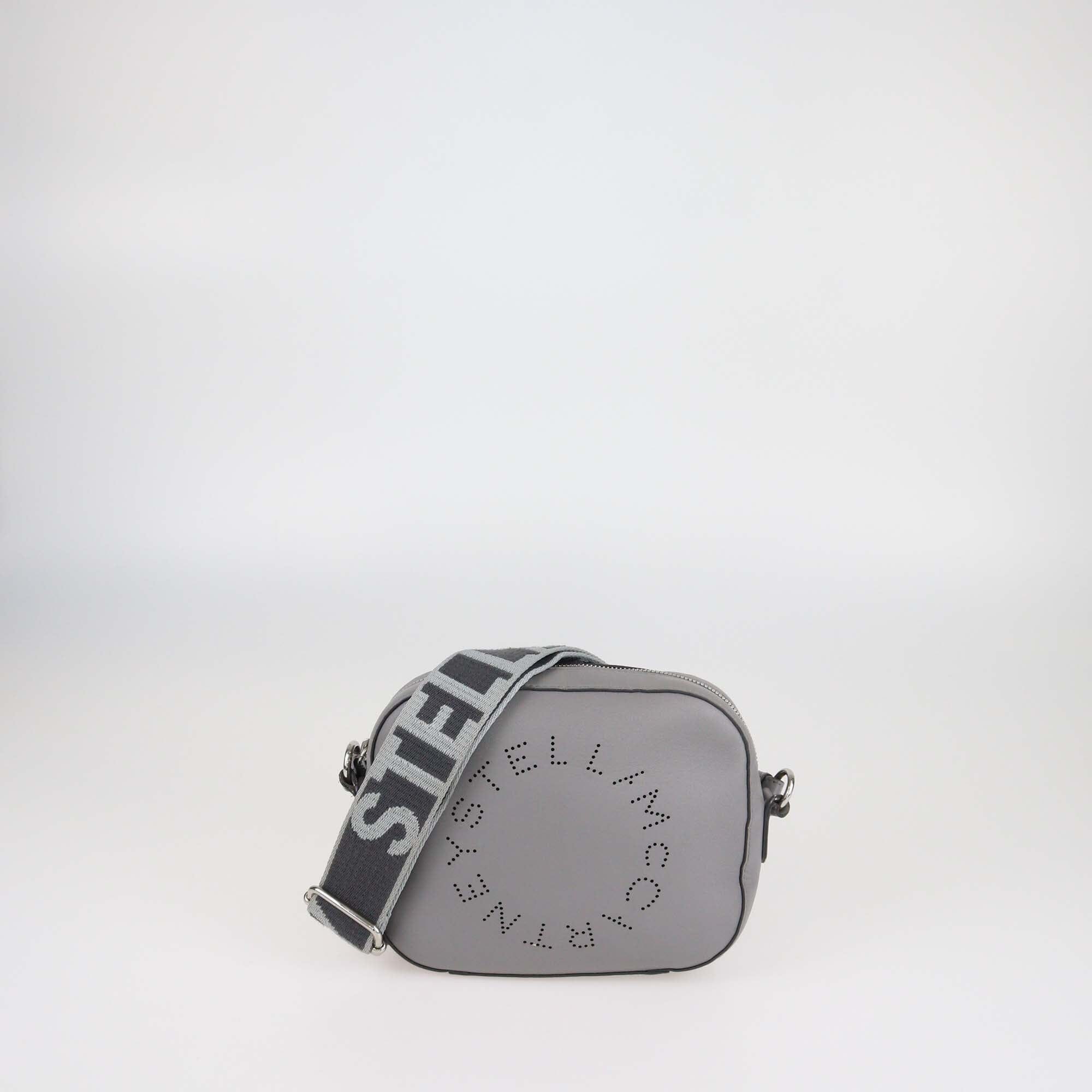 Stella McCartney Grey Faux Leather Camera Crossbody Bag Womens Stella McCartney 