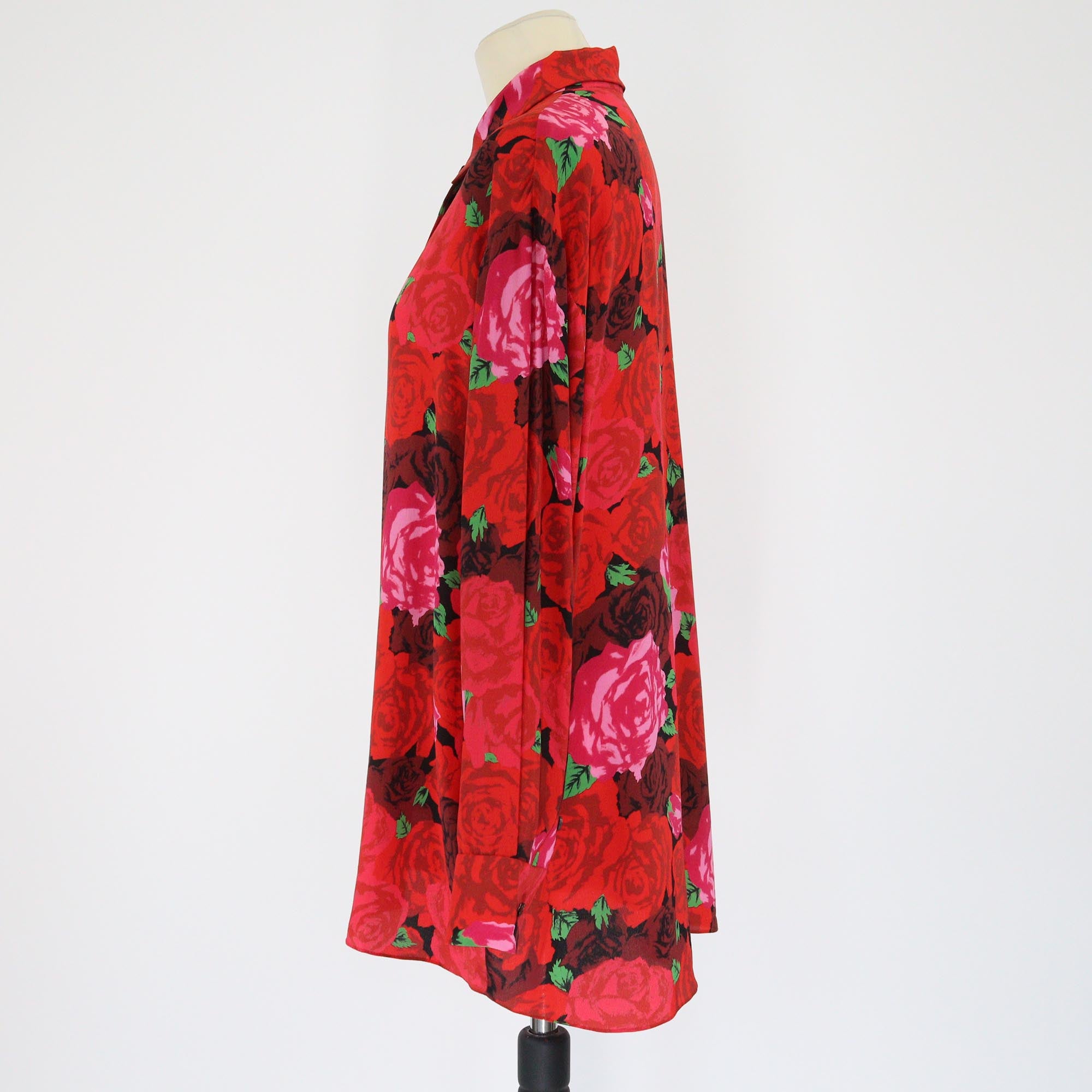 Magda Butrym Red Rose Print Long Sleeve Shirt