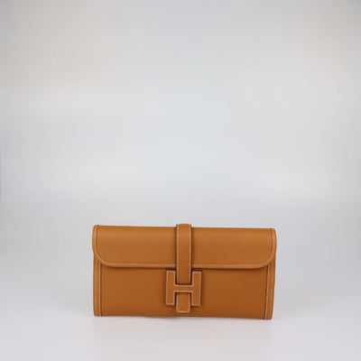 Hermes Brown Evercolor Leather Jige Elan 29 Clutch