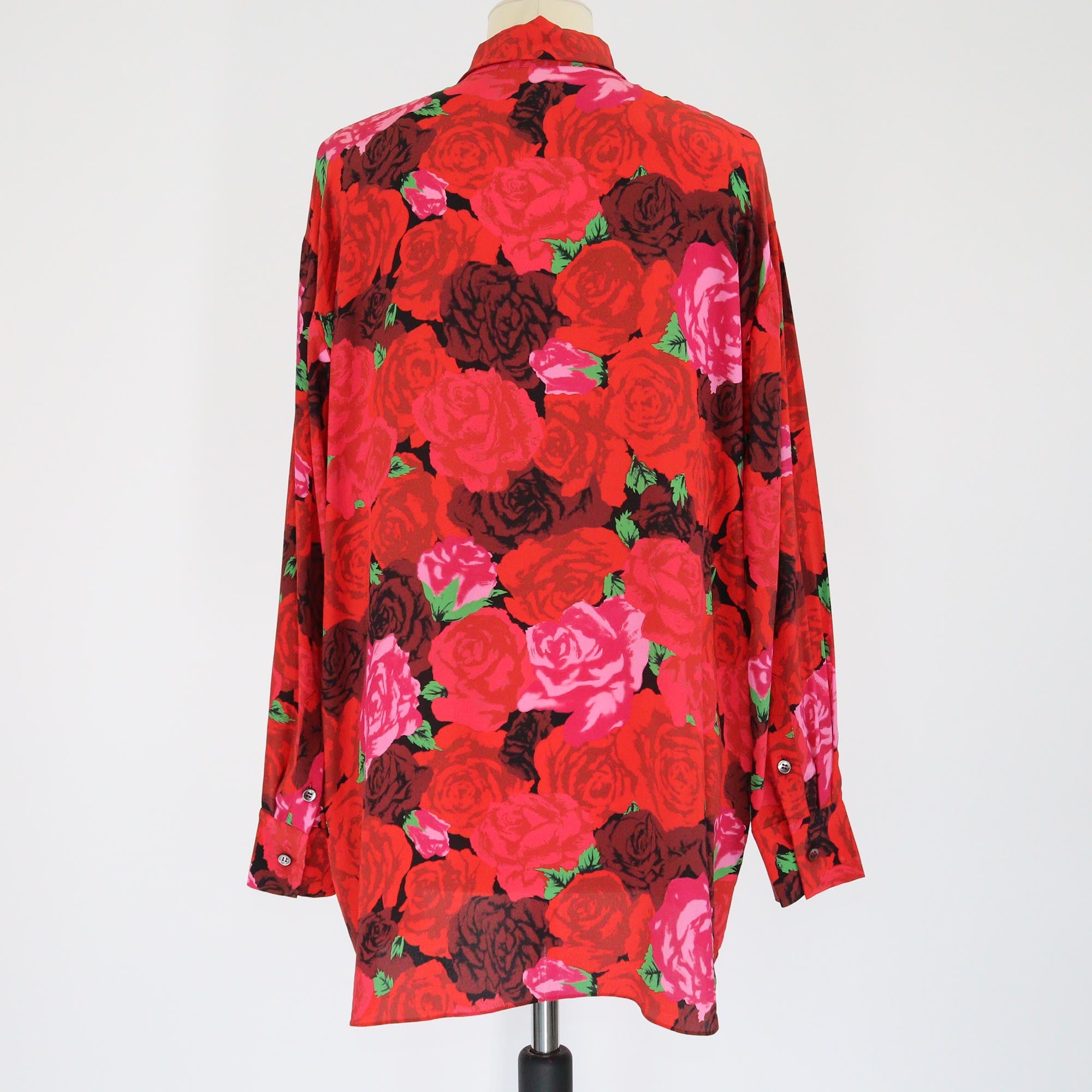 Magda Butrym Red Rose Print Long Sleeve Shirt