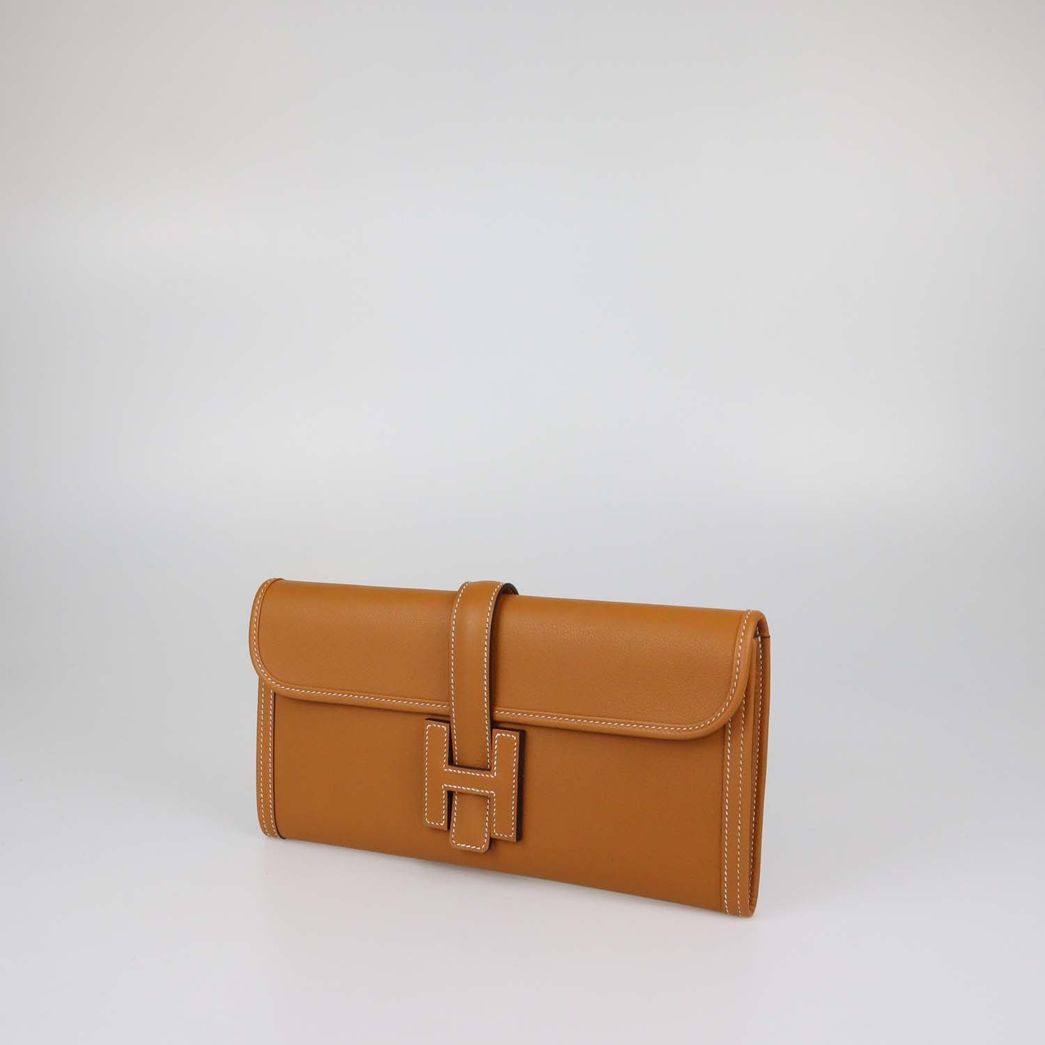 Hermes Brown Evercolor Leather Jige Elan 29 Clutch